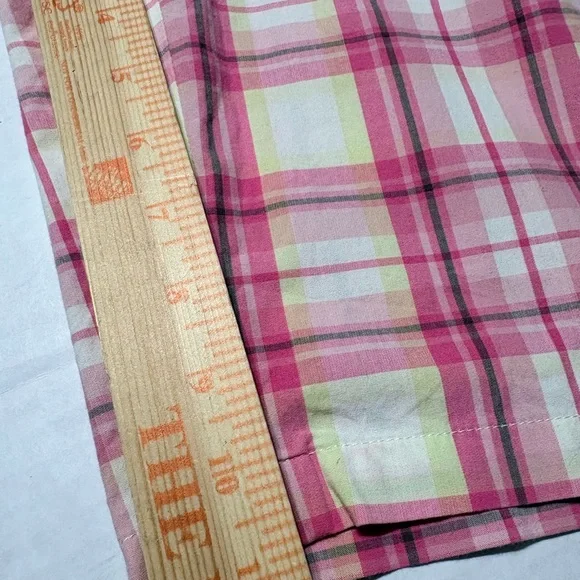 Talbots Vibrant Pink and Yellow Plaid Walking Shorts Pockets Side and Back. 10 - Picture 8 of 10
